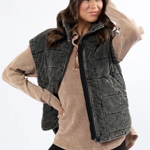 Women's Gray Quilted Vest